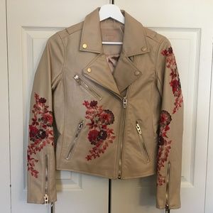 [BLANKNYC] Vegan Leather Jacket XS | Beige Floral